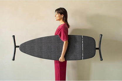 Brabantia Size D Ironing Board (53 x 18in) Heat Resistant Parking Zone, Black Frame, Non-Slip Feet, Suitable for Sit Down Ironing (Denim Black)