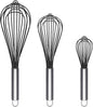 TEEVEA Silicone Whisk Set of 3 Non Scratch Non Stick Silicone Coated Stainless Steel Wire Whisks Heat Resistant 480°F Kitchen Wisk for Cooking Blending Whisking Tool Black