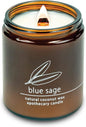 Hemlock Park Crackling Wood Wick Candle Handcrafted with Natural Coconut Wax (Standard 8 oz, Blue Sage)