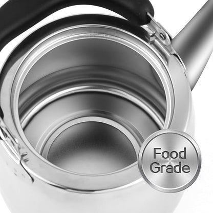 Tea Kettle,Whistling Tea kettle for Stove Top,2 QT Stainless Steel Teapot,Induction Tea Kettle Pot for Stovetop (1.9 L,Silver)