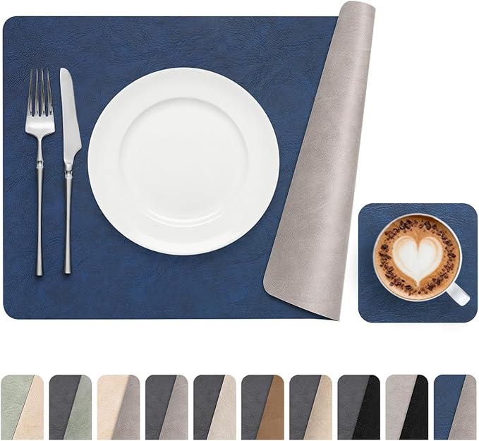 Vinyl Placemats Set of 6, Dual Sided Place Mats