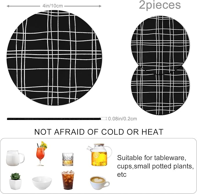 Simple Grid Coasters Set of 2 Absorbent Coasters
