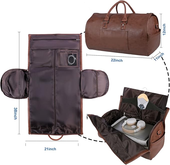 seyfocnia Convertible Travel Garment Bag,Carry on Garment Duffel Bag for Men Women - 2 in 1 Hanging Suitcase Suit Business Travel Bag