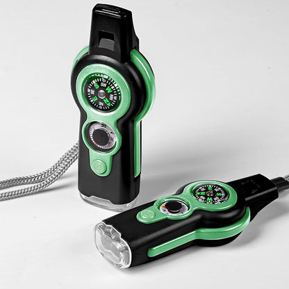 Emergency Survival Function Whistle, Outdoor Multifunctional Tool Safety Whistle with Lanyard, Ideal for Kayaking, Boating, Hiking, Camping, Climbing, Hunting, Fishing, Rescue Signaling