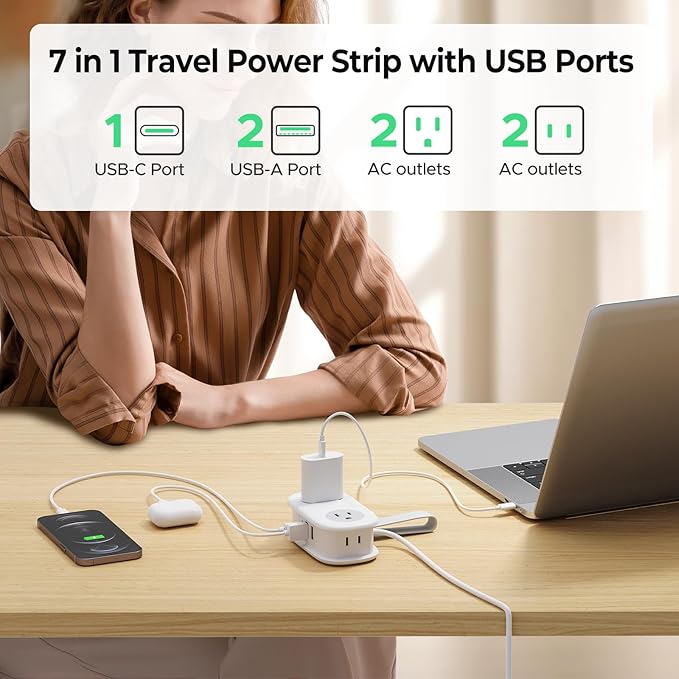 Travel Power Strip, ORICO 4 Outlets 3 USB Ports (1 USB C) with 4FT Wrapped Short Extension Cord, Compact Power Strip for Hotel Travel Essentials Cruise Approved-AP3