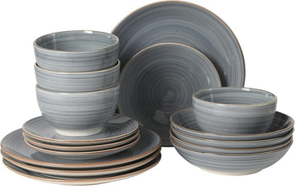 Gibson Home Stonebury 16 Piece Plates and Bowls Blue Dishes