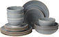 Gibson Home Stonebury 16 Piece Plates and Bowls Blue Dishes