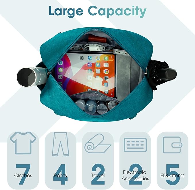 Narwey 18" Carry on Bag Underseat for Airplane with Wet Pocket Spirit Airlines Personal Item Bag Travel Duffel Bag Small Gym Bag Weekender Overnight for Women and Men (Teal)