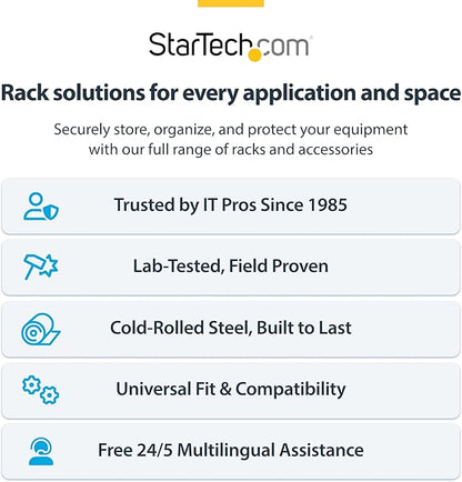 StarTech.com 2-Post 8U Wall Mounted Rack, Adjustable Depth up to 16in, for 19-inch Server/Data/Networking Equipment, Max 88lb