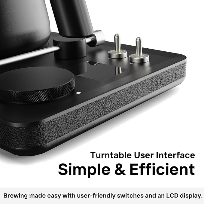 Lafeeca DJ Electric Gooseneck Kettle for Pour Over Coffee & Tea - Water Boiler - Turntable Design - Quick Heating & Temperature Control - Stainless Steel