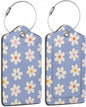 2 Pack Luggage Tag for Suitcase, Groovy Daisy Flowers Leather Bag Tags Identifiers Privacy Cover ID Label with Durable Steel Loop for Women Men Kids Girls Travel