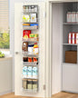 12.3" W Narrow Over the Door Pantry Organizer, 8-Tier Over the Door Organizer with Adjustable Basket, Pantry Door Organization for Pantry Kitchen Storage Room Spice Rack, White
