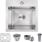 15x15 inch Drop in Bar Sink, 15 inch Small Kitchen Sink Topmount 18 Gauge Single Bowl Stainless Steel Bar Sink with Basket Strainer Drain & Bottom Grid