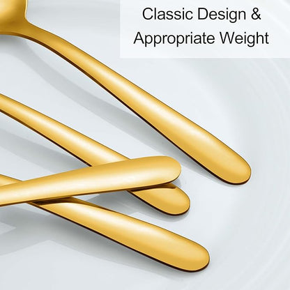 Pleafind 36 Pieces Gold Teaspoons Set - 6.2 inch, Spoon Silverware, Stainless Steel Tea Spoons, Mirror Polished Small Teaspoon, Dessert Spoons for Home, Kitchen, Restaurant, Dishwasher Safe