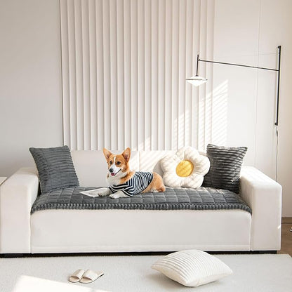 OTOB Sofa Covers for 3 Cushion Couch Washable, Fuzzy Non Slip Pet Friendly Couch Cover Protector Love Seat, All Seasons Soft Plush Furniture Bed Mats Sofa Slipcovers (Dark Gray, 31.5" x 70.9'')