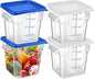 Maxcheck 4 Pcs 4qt Food Storage Container with Lids Bulk Clear Commercial Food Storage Bins with Scale Handle Space Saving Restaurant Tubs for Kitchen Prep Proof Dough Marinating Meat(White, Blue)