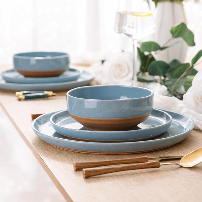 AmorArc Dinnerware Sets for 6, 18 Pieces Ceramic Plates and Bowls Set | Scratch