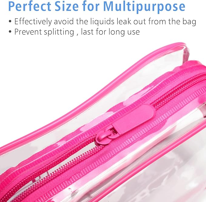 PACKISM Valentines Day Gifts for Him Her - Clear Makeup Bag, 2 Pack TSA Approved Toiletry Bag Quart Size Bag, Travel Makeup Cosmetic Bag for Women Clear Toiletry Bag, Rose Red