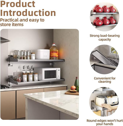 Wall-Mounted Kitchen Organizer – Microwave Spice Rack, Heavy-Duty & Easy Setup (Extra Large)