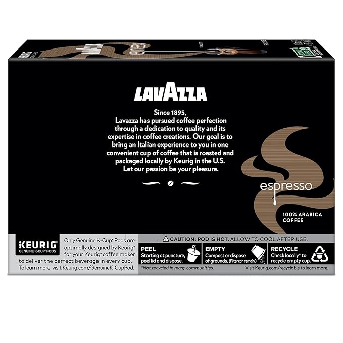 Lavazza Espresso, Single-Serve Keurig K-Cup Pods, Medium Roast Coffee, 60-Count Box (6 Packs of 10)