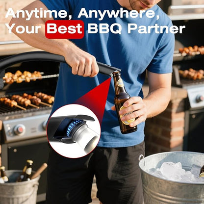 Grill Brush for Outdoor BBQ - Replaceable Bristle Free Heading and Reinforced Scraper - Safe BBQ Brushes for Porcelain/Gas/Charcoal/Smoker/Cast Iron Grill - Cleaning Brush(Black)