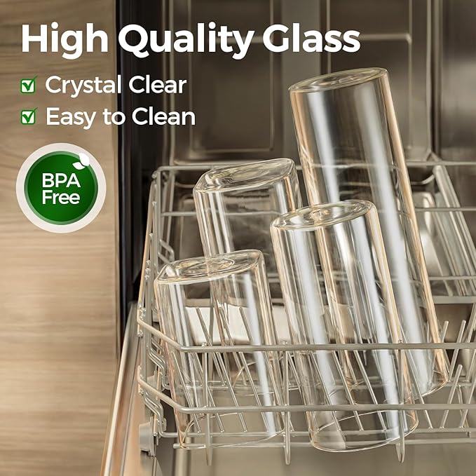 ComSaf Glass Spaghetti Pasta Storage Containers with Lids 2.2 Qt Set of 3, Tall Clear Airtight Food Storage Jar with Lid for Noodles Flour Oat Cereal Sugar Beans, Sqaure Spaghetti Pantry Containers