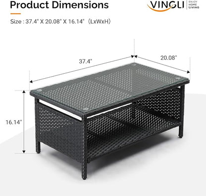 VINGLI Outdoor Wicker CoffeeTable Patio Coffee Tables
