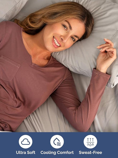 Extra Deep Pocket Split King Sheets - 5 Piece Breathable & Cooling Bed Sheets - Hotel Luxury Bed Sheet Set - Soft, Wrinkle Free & Comfy - Easily Fits Extra Deep Mattresses - Light Grey Sheets Set
