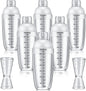 8 Pcs Plastic Cocktail Shaker Set 6 Pcs 24 oz Drink Shaker 2 Pcs Double Measuring Jigger Clear Plastic Bottle Tea Drink Mixer Cocktail Measuring Cup for Kitchen Bar Party Tools