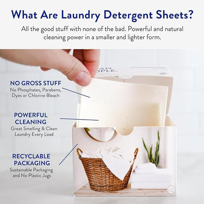 The Clean People Laundry Detergent Sheets - Laundry Soap - Ultra Concentrated, Recyclable Packaging, Stain Fighting - Fresh Scent, 32 Pack