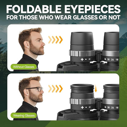 12-36X50 High Powered Zoom Binoculars for Adults - Wozel HD Professional Binoculars with Large Vision - Waterproof Binocular with Low Light for Bird Watching Travel Hunting Sports Cruise Outdoor