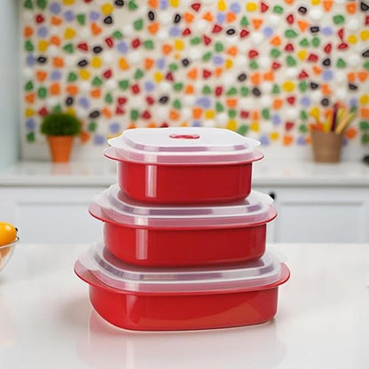 Reston Lloyd Nesting Microwave Containers, Set of 3, Adjustable Steam Vents, Airtight, Meal Prep, Durable BPA-Free Plastic- Freezer & Dishwasher Safe, Cookware & Food Storage, Anyday Cookware, Seafoam