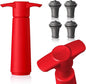 Vacu Vin Wine Saver Pump Red with Vacuum Wine Stopper - Keep Your Wine Fresh for up to 10 Days - 1 Pump 4 Stoppers - Reusable - Made in the Netherlands