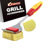 Grill Brush Bristle Free for Outdoor Grill, Steam Grill Cleaning Brush Replaceable BBQ Cleaner Brush Head,Extended Handle, Safe Grill Brush with Scraper for Cast Iron Stainless-Steel Grates,Red