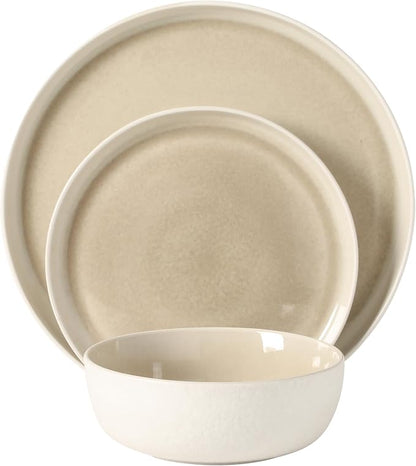 Gibson Elite Tahoe Sunset 12-Piece Reactive Stoneware Dinnerware Set – Matte