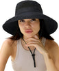 Sun Hats for Women Gardening Hat Wide Brim Ponytail Beach Sun Protection Breathable Cotton Summer Hat with Fold-Up Brim