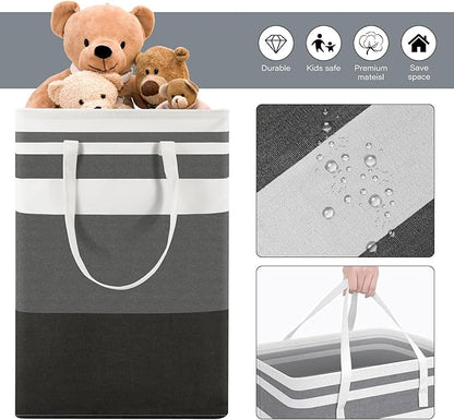 75L Large Laundry Basket (3-Pack) – Collapsible, Freestanding Clothes Hamper with Handles – Waterproof Storage Organizer for Laundry, Toys & Clothes – Space-Saving Gradient Gray