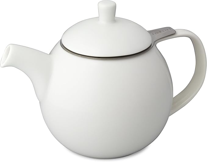 FORLIFE Curve Teapot with Infuser, 24-Ounce, White