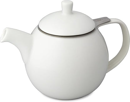 FORLIFE Curve Teapot with Infuser, 24-Ounce, White