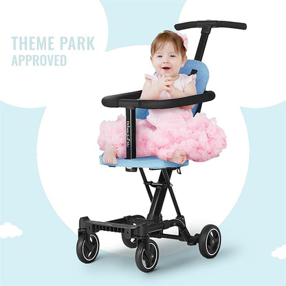 Dream On Me Lightweight and Compact Coast Rider Stroller with One Hand Easy Fold, Adjustable Handles and Soft Ride Wheels, Sky Blue