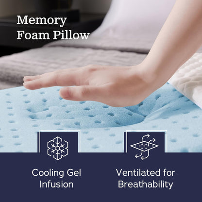 WEEKENDER Gel King Size-1-Pack-Medium Plush Feel-Neck and Shoulder Support-Side, Stomach, and Back Sleepers-Home, Hotel, & Hospital Essentials-CertiPur Certified Memory Foam Pillow, Blue