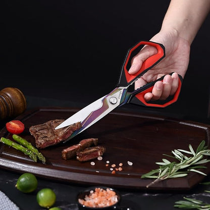 LIVINGO Sharp Kitchen Scissors for Food - Titanium Coated Forged Stainless Steel Heavy Duty Shears All Purpose for Cooking Utility Cutting Poultry Turkey Bone, Meat, Dishwasher Safe, 9 Inches