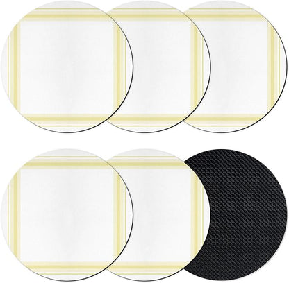 Coasters Set of 6, Modern Simple Stripes Lines Pattern Absorbent Cup Coaster