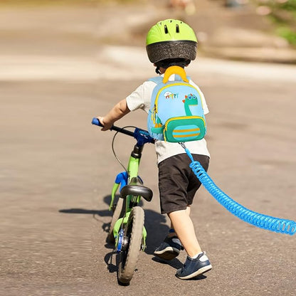 Accmor Toddler Leash Backpack with Anti Lost Wrist Link, Cute Dinosaur Bag Children Safety Walking Harness with Removable Little Pouch, Kids Travel Essential Mini Back Pack with Tether for Baby Boys