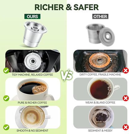 CAPMESSO Reusable K Cups Coffee Pods for Keurig 1.0: Stainless Steel Refillable K Cup - Reusable Coffee Filter for Keurig 1.0 Coffee Maker, Permanent, Eco-Friendly, Innovative Design (6 Pack)
