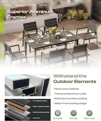 Outdoor Dining Set for 4, Aluminum Patio Table and Chairs Set