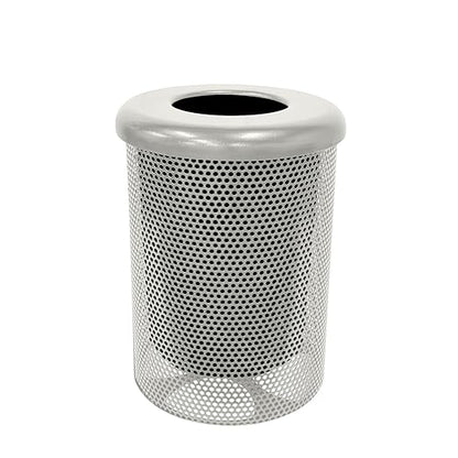 COATEDOUTDOORFURNITURE RFT-P-TXTGRY Heavy Duty Round Trash Receptacle with Flat Top, Liner Included, 32 Gallon, Textured Grey, Made in America