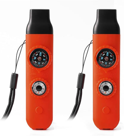 Emergency Survival Safety Whistle，Whistle for Kids with Lanyard,Compass,Thermometer,Ideal for Kayaking, Boating, Hiking, Camping, Climbing
