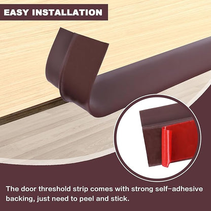 Vinyl Door Threshold Flooring Transition Strip Self Adhesive Carpet Edging Strip for Laminate Doorway Edge Threshold from 3/5" to 4/5" (Coffee, 3.3 Ft)