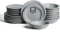 Stone Lain Oasis 24-Piece Dinnerware Set Stoneware, Dishwasher and Microwave Safe Plates and Bowls Set, Dish Set for 8, Grey Blue